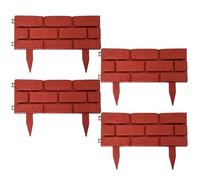 Lot de 4 bordures de jardin en polypropylène Gris/rouge 45 x 29,5 cm | Ces panneaux emboîtables créent des bordures soignées et personnalisables pour protéger les pelouses et les parterres de