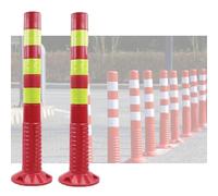 Lot de 4 bornes de sécurité industrielle de 76,2 cm avec bandes réfléchissantes, poteaux de stationnement pour allées et zones publiques