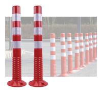 Lot de 4 bornes de sécurité industrielle de 76,2 cm avec bandes réfléchissantes, poteaux de stationnement pour allées et zones publiques