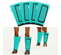 Lot de 4 bottes anti-mouches pour cheval Menthe | Maille respirante, sangle Velcro verticale extra large, maintien sûr et ajustable