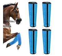 Lot de 4 bottes anti-mouches respirantes et réglables avec gousset en - Guêtres anti-mouches - Pour entraînement de course en plein air, compétition, équitation, trail, entretien des chevaux