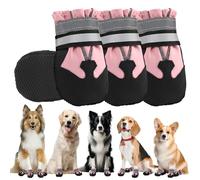 Lot de 4 bottes de protection pour pattes de chien, imperméables, avec sangles réfléchissantes, réglables, lavables et antidérapantes, pour chiens de grande taille, bleu