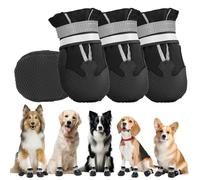 Lot de 4 bottes de protection pour pattes de chien, imperméables, avec sangles réfléchissantes, réglables, lavables et antidérapantes, pour chiens de grande taille, bleu