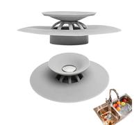 Lot de 4 Bouchon Baignoire Universel Silicone Gris, Bouchon Evier Cuisine pour Lavabo Baignoire, Bouchon Baignoire Universel Filtre Cheveux, Bouchon Evier Silicone Anti Odeur, Bouchon Douche Pression