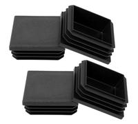 Lot de 4 bouchons à lamelles pour tube carré - Noir - 50 x 50 mm - Bouchons d'extrémité carrés - En plastique - Pour couvrir les tubes en acier, tube en acier inoxydable, profilé en aluminium