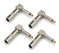 Lot de 4 bouchons à souder à angle droit 1/4 en nickel avec pointe dorée | Lot de 4 câbles TS mono mâles mâles en nickel de 8 mm pour Fender Boss Marshall Amp Mixer Studio Live