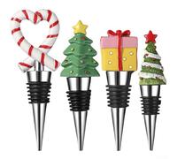 Lot de 4 bouchons à vin élégants avec finition argentée pour rehausser votre décoration de vacances