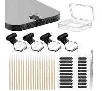Lot de 4 bouchons anti-poussière USB C anti-perte avec haut-parleur en maille anti-poussière et boîte de rangement, compatible avec iPhone 15 Pro Max Plus Galaxy Google Pixel