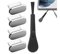 Lot de 4 bouchons anti-poussière USB C - Avec brosse de nettoyage - Accessoire de protection multifonction pour téléphone portable, tablette, voyage, extérieur