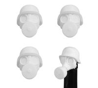 Lot de 4 bouchons de bouteille de bière vintage - Casque de bière créatif - Masque à gaz militaire - Couvercle design réutilisable - Protection anti-poussière pour bouteilles de soda ou d'eau (blanc