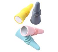Lot de 4 bouchons de bouteille de vin multifonctionnels en silicone avec couvercle en acier inoxydable