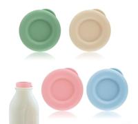 Lot de 4 bouchons de rechange en silicone de 48 mm pour bouteilles de lait Stanpac et Libbey en verre, réutilisables, passent au lave-vaisselle, au micro-ondes et au réfrigérateur