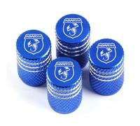 Lot de 4 bouchons de valve de pneu de voiture pour Abarth 500/595/124 - Anti-poussière, antivol, résistant à la corrosion, bleu normal