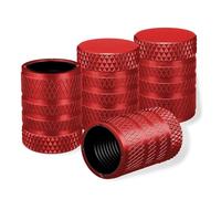 Lot de 4 bouchons de valve de pneu universels en aluminium anodisé pour SUV, voitures, vélos, motos, camions - Rouge