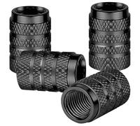 Lot de 4 Bouchons de Valve en métal pour Seat Ateca 2000-2026, Aluminium Capuchon Antipoussière de Roue,Bouchons de Valve de Pneu,A/Black