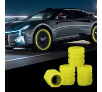 Lot de 4 bouchons de valve lumineux pour voiture, universels, fluorescents, bouchons de valve de pneu de vélo, en plastique ABS, lumineux, pour vélo, moto, bouchons de valve de pneu de voiture (jaune)