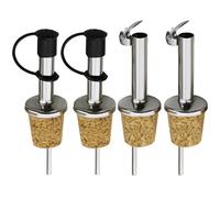 Lot de 4 Bouchons de Vin en Liège Avec Bec Verseur à Rabat - Protection pour Bouteilles de Vin et d'Huile - Bouchons de Rechange