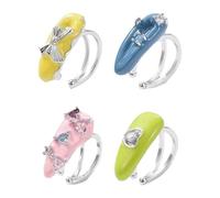 Lot de 4 boucles d'oreilles fantaisie en alliage - Confortables - Pour un anniversaire, une amie, une famille, des femmes - Accessoires tendance à clipser