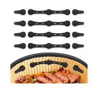 Lot de 4 boucles magnétiques en silicone for friteuse à air, accessoires de cuisine avec clips longs et courts, empêchant le papier de recouvrir les aliments(Black)