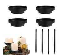 Lot de 4 bougeoirs de Noël noirs, double fonction chandelier pour couronne de l'Avent ou porte bougie de table, pièce maîtresse de Noël élégante bougeoirs décoratifs