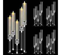 Lot De 4 Bougeoirs en Acrylique À 5 Bras - Centres De Table Candélabres De 22 Pouces De Hauteur, Porte-Bougies avec Abat-Jour, Idéal pour Pendaisons De Crémaillère, Cheminées Et Dîners(4pcs)