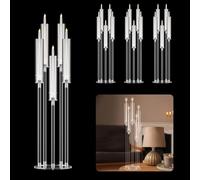 Lot de 4 bougeoirs en acrylique transparent à 5 bras avec abat-jour en acrylique pour mariage, dîner, fête, bougie LED de 2,2 cm