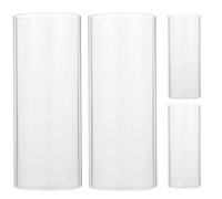 Lot de 4 bougeoirs Hurricane en verre à extrémité ouverte sans fond pour bougie cylindrique Hurricane Cheminée Transparent 15 x 6 x 6 cm