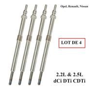 (Lot de 4) Bougie de préchauffage pour Movano 2,5l Vivaro Avantime 2,2l Espace 3 Espace IV Laguna II Master II Trafic 2 Velsatis