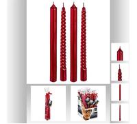 Lot de 4 bougies batons pailletées et Twistes - Rouge