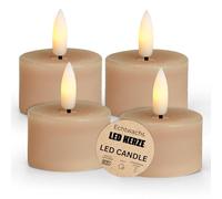 Lot de 4 Bougies Chauffe-Plat LED en Cire véritable avec Fonction minuterie et télécommande - Bougie vacillante réaliste - Blanc Chaud - Diamètre : 4 x 4 cm - Bougie électrique - Décoration de Table