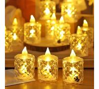 Lot de 4 bougies chauffe-plat LED réalistes et lumineuses à piles sans flamme, fausses bougies électriques en cristal pour Halloween, la Saint-Valentin, les mariages, les fêtes de Noël, les festivals,