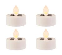 Lot de 4 bougies chauffe-plat solaires LED d'extérieur - 5 x 2 cm - En plastique - Effet flamme vacillante - Bougies d'extérieur à piles - Bougies sans flamme comme bougies de table - Bougies