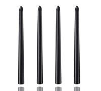 Lot de 4 bougies coniques de 25,4 cm - Bougies coniques métalliques en spirale - Non parfumées sans gouttes et sans fumée - Décoration d'intérieur (25,4 cm, noir)