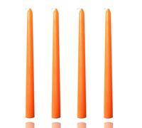 Lot de 4 bougies coniques orange de 25,4 cm - Sans gouttes et sans fumée, grands bougeoirs pour dîner à la maison, fête, mariage, Halloween, églises, bougies de Noël