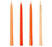 Lot de 4 bougies coniques torsadées de 25,4 cm de long, orange, ne goutte pas, non parfumées, bougies colorées en spirale pour chandeliers, table, dîner, Noël, Halloween, décoration d'intérieur