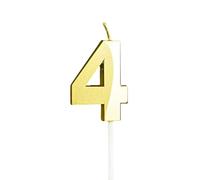 Lot de 4 bougies d'anniversaire 3D à paillettes dorées pour fête d'anniversaire, mariage, remise de diplôme