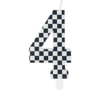 Lot de 4 bougies d'anniversaire avec rayures noires et blanches, pour gâteaux, décoration de gâteau de voiture de course, fête à thème pour filles et garçons, accessoires de décoration d'anniversaire