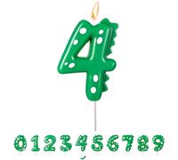 Lot de 4 bougies d'anniversaire, en forme d'araignée, en forme de chiffre 1, décoration de gâteau, décoration de gâteau d'anniversaire (dinosaure, 4)