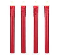 Lot de 4 Bougies de Chandelier LED à Piles en Cire Rouge Lights4fun