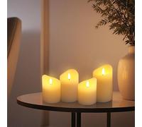 Lot de 4 bougies de l'Avent à LED, couleur crème, avec minuterie et effet flamme, 9/10/11/13 cm, en cire artificielle, blanc chaud, à piles, décoration de table pour Noël, l'Avent