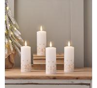 Lights4fun TruGlow® Lot de 4 Bougies de l'Avent avec Chiffres Sans Flamme à LED Blanc Chaud à Piles en Cire Véritable Blanche avec Minuterie et Télécommande Décoration de Noël