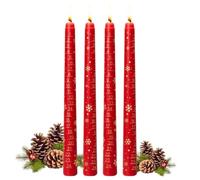 Lot de 4 bougies de Noël - Calendrier de l'Avent - Rouge - Flocon de neige | Lot de 24 bougies de Noël faites à la main - Flocon de neige rouge