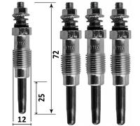 Lot De 4 Bougies De Préchauffage - Mercedes-Benz T1\Tn Fourgon 407 D (611.367, 611.368) 07/1981>01/1989