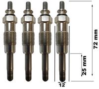 Lot De 4 Bougies De Préchauffage - Opel Omega A (V87) 2.3 Td (F19, M19, N19) 10/1986>08/1988