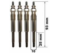 Lot De 4 Bougies De Préchauffage - Renault Kangoo Express (Fc0\1_) 1.9 D (Fc0j) 09/1999>06/2003