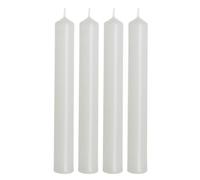 Lot de 4 bougies de table, bougies de chandelier, bougies de table, blanches, dimensions : H x Ø env. 17 x 2 cm