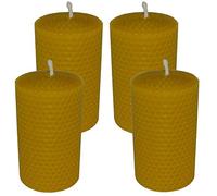 Lot de 4 bougies en cire d'abeille roulées de 100 x 50 mm en nid d'abeille fabriquées à la main par Spessart