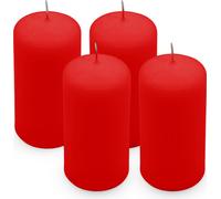 Lot de 4 bougies en cire véritable 10 x 5 cm - rouge - bougie bloc 10 cm pour couronne de l'Avent et lanterne