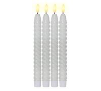Lot de 4 bougies LED avec fonction minuterie - Blanc - Bougies LED vacillantes - Bougie LED avec minuterie - Décoration de bougies - Bougies torsadées - Lot de 4 bougies décoratives - Bougies LED