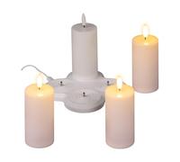 Lot de 4 bougies LED blanches chaudes rechargeables avec station de charge - 10 x 5 cm - Bougie pilier artificielle avec effet vacillant - Fonctionne avec piles - Lumière décorative pour Noël, Avent,